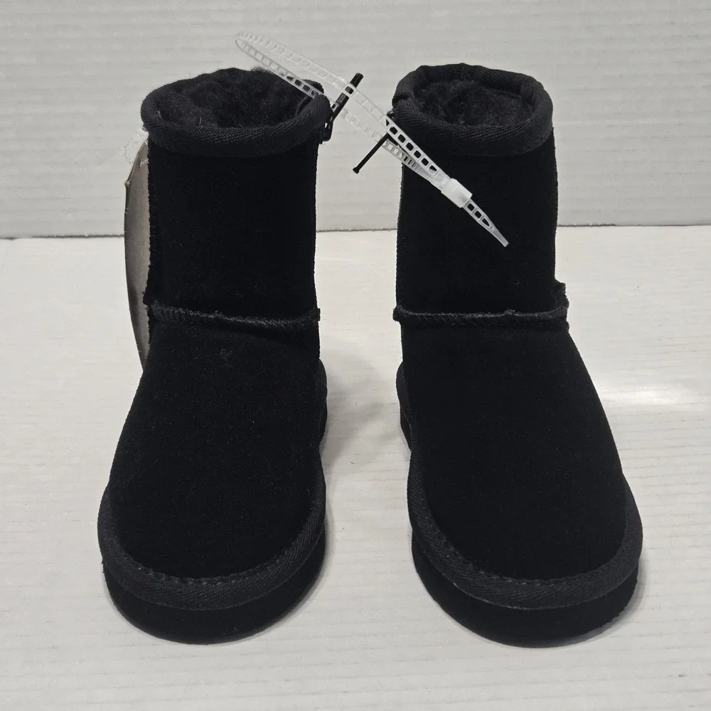 New Bearpaw Toddler Emma‎ Zipper Black Suede Mid-Calf Winter Boots Girls Size 7